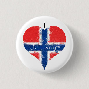 Chapa Redonda De 2,5 Cm Bandera del corazón pintada con angustia en Norueg
