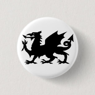 Chapa Redonda De 2,5 Cm Bandera del dragón galés, bandera del dragón de Ga