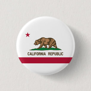 Chapa Redonda De 2,5 Cm Bandera del estado de la República de California