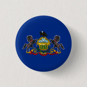 Chapa Redonda De 2,5 Cm Bandera del estado de Pensilvania