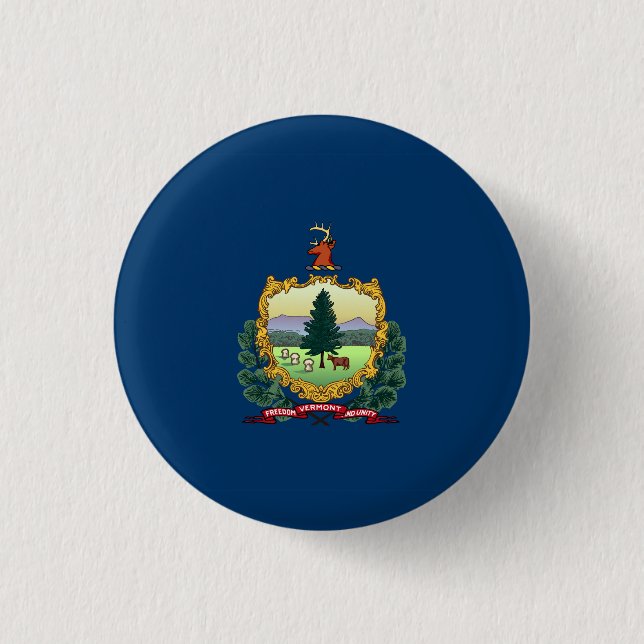 Chapa Redonda De 2,5 Cm Bandera del estado de Vermont (Anverso)