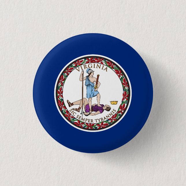 Chapa Redonda De 2,5 Cm Bandera del Estado de Virginia (Anverso)