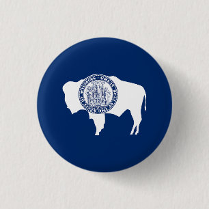 Chapa Redonda De 2,5 Cm Bandera del estado de Wyoming