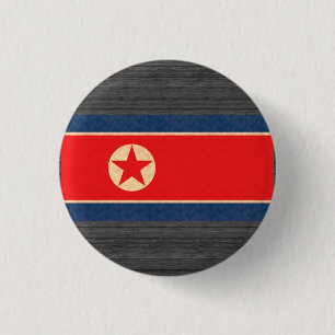 Chapa Redonda De 2,5 Cm Bandera del North Korean del modelo del vintage