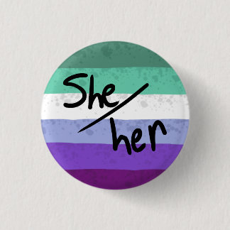 Chapa Redonda De 2,5 Cm Bandera del orgullo gay pin de pronombres ella/suy
