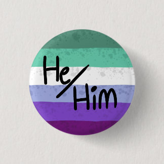 Chapa Redonda De 2,5 Cm Bandera del orgullo gay pin pronombres él