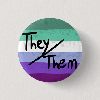 Chapa Redonda De 2,5 Cm Bandera del orgullo gay pin pronombres they/them