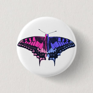 Chapa Redonda De 2,5 Cm Bandera del Orgullo Omnisexual Mariposa Trasera
