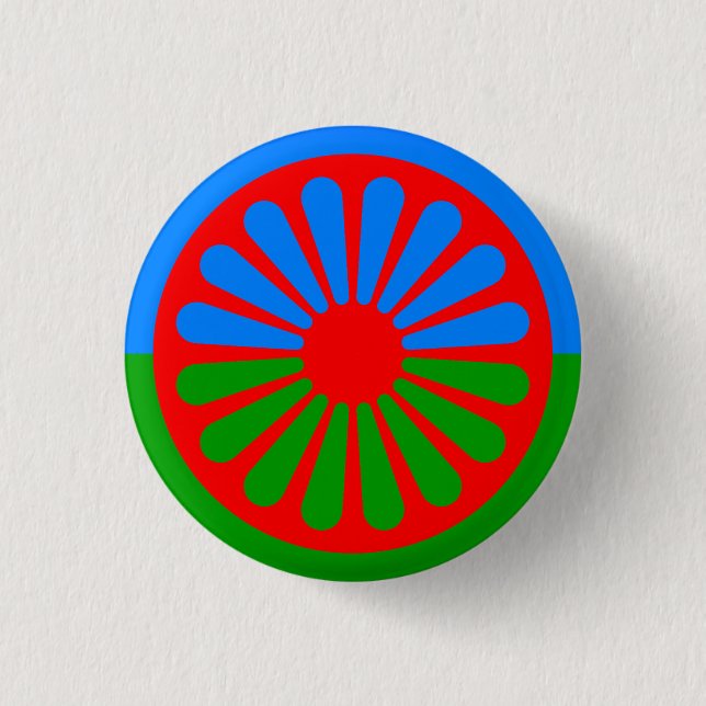 Chapa Redonda De 2,5 Cm Bandera del pueblo romaní (Anverso)
