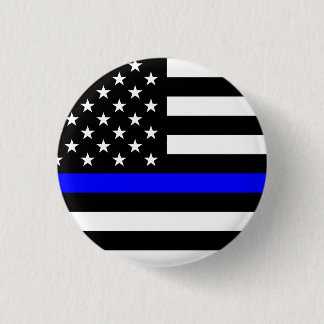 Chapa Redonda De 2,5 Cm Bandera delgada de la línea azul (Estados Unidos)