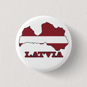 Chapa Redonda De 2,5 Cm Bandera en el mapa de Letonia