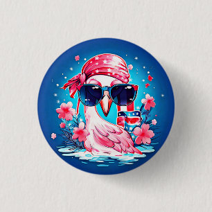 Chapa Redonda De 2,5 Cm Bandera estadounidense con Personalizado Flamingo-