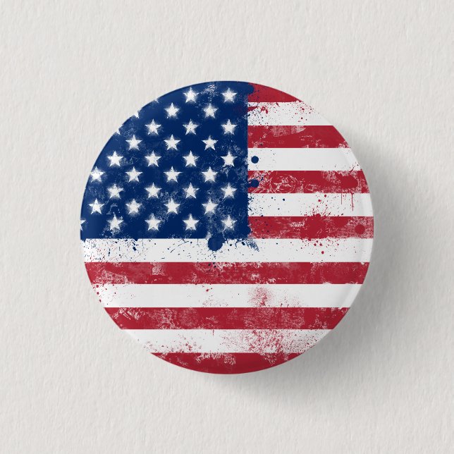 Chapa Redonda De 2,5 Cm Bandera estadounidense pintada de salpicaduras (Anverso)