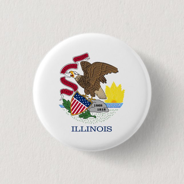 Chapa Redonda De 2,5 Cm Bandera Estatal de Illinois (Anverso)