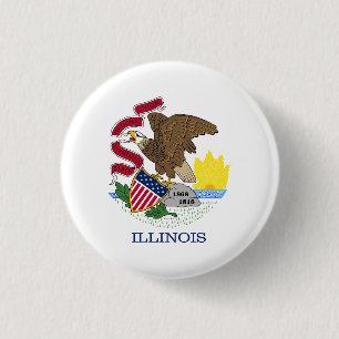 Chapa Redonda De 2,5 Cm Bandera Estatal de Illinois