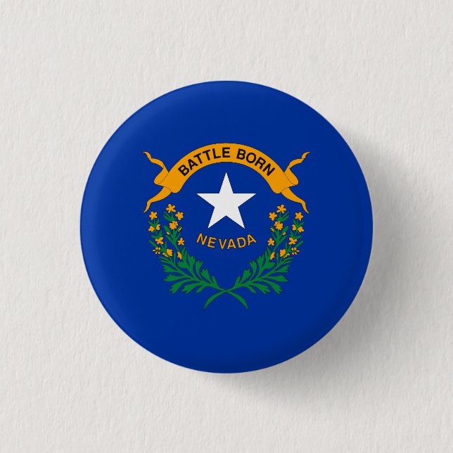 Chapa Redonda De 2,5 Cm Bandera Estatal de Nevada (Anverso)