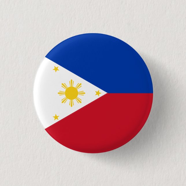 Chapa Redonda De 2,5 Cm Bandera filipina, bandera de Filipinas (Anverso)