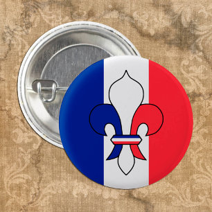 Chapa Redonda De 2,5 Cm Bandera francesa y Francia, Lily - moda pasajera /