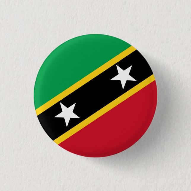 Chapa Redonda De 2,5 Cm Bandera kitana/nevisiana, Saint Kitts y Nevis (Anverso)