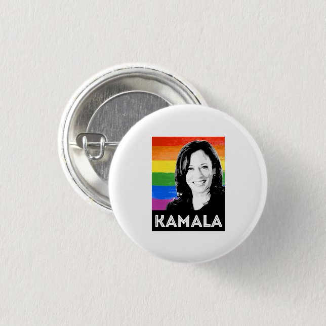 Chapa Redonda De 2,5 Cm Bandera LGBT - KAMALA HARRIS 2020 (Anverso y reverso)