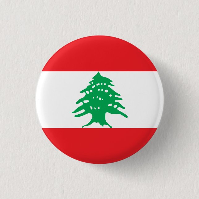 Chapa Redonda De 2,5 Cm Bandera libanesa, bandera del Líbano (Anverso)