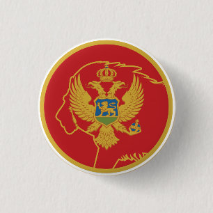 Chapa Redonda De 2,5 Cm Bandera nacional de animales de Montenegro