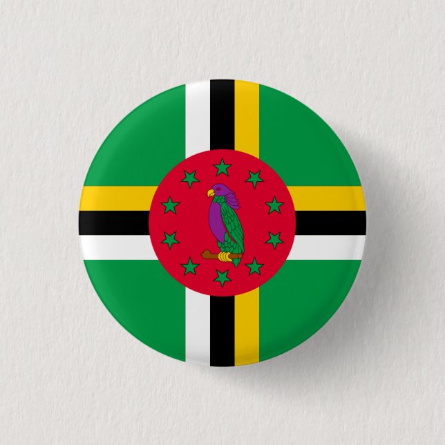 Chapa Redonda De 2,5 Cm Bandera nacional de Dominica (Anverso)
