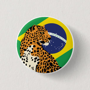 Chapa Redonda De 2,5 Cm Bandera nacional Jaguar de Brasil