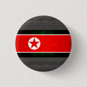 Chapa Redonda De 2,5 Cm Bandera norcoreana nerviosa moderna