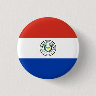Chapa Redonda De 2,5 Cm Bandera paraguaya, bandera de Paraguay