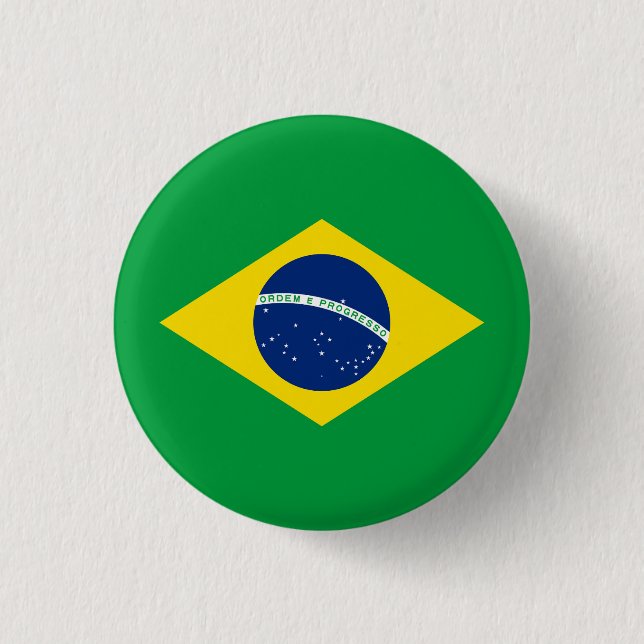 Chapa Redonda De 2,5 Cm Bandera Patriótica de Brasil (Anverso)