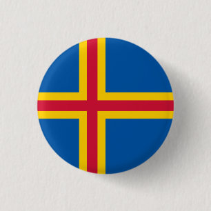 Chapa Redonda De 2,5 Cm Bandera patriótica de las Islas Åland