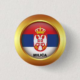 Chapa Redonda De 2,5 Cm Bandera patriótica de Serbia