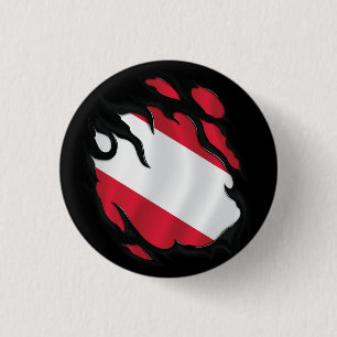 Chapa Redonda De 2,5 Cm Bandera robada de Austria