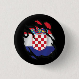 Chapa Redonda De 2,5 Cm Bandera robada de Croacia