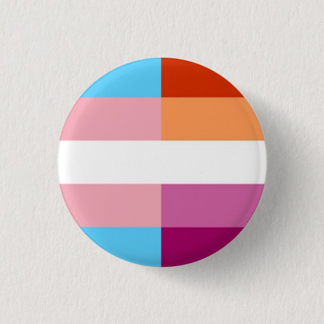 Chapa Redonda De 2,5 Cm Bandera trans lesbiana 50-50%  (Anverso)