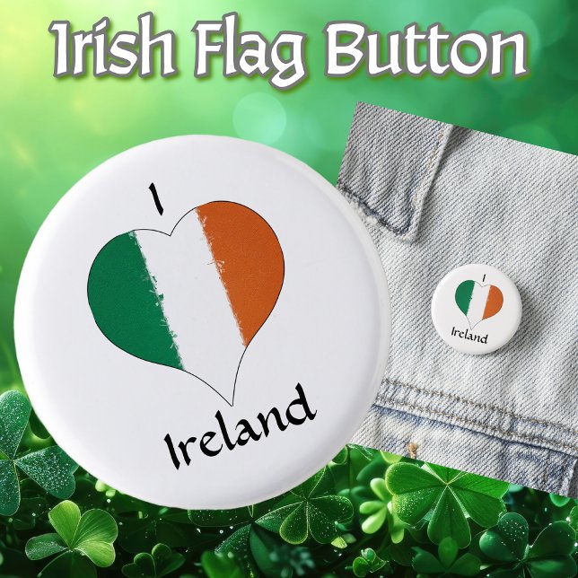 Chapa Redonda De 2,5 Cm Bandera tricolor irlandesa (Irish Tricolor Flag in the Shape of a Heart 'I Heart Ireland')