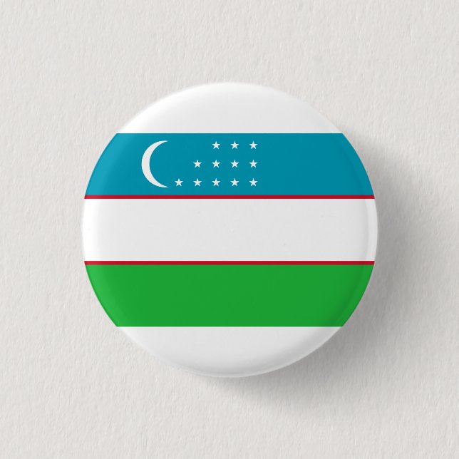 Chapa Redonda De 2,5 Cm Bandera uzbeka, bandera de Uzbekistán (Anverso)
