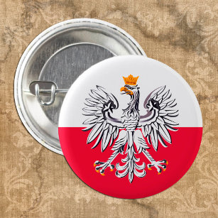 Chapa Redonda De 2,5 Cm Bandera y águila polaca de la moda patriota/deport