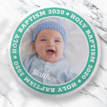 Chapa Redonda De 2,5 Cm Baptismo sagrado simple Personalizado moderno foto<br><div class="desc">Este diseño sencillo y moderno se compone de una tipografía de suero y añade una foto personalizado.</div>