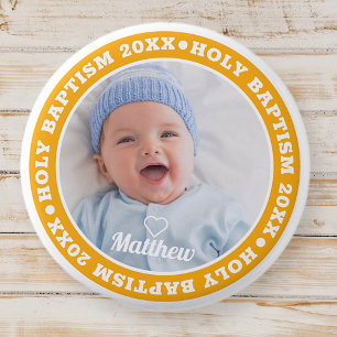 Chapa Redonda De 2,5 Cm Baptismo sagrado simple Personalizado moderno foto