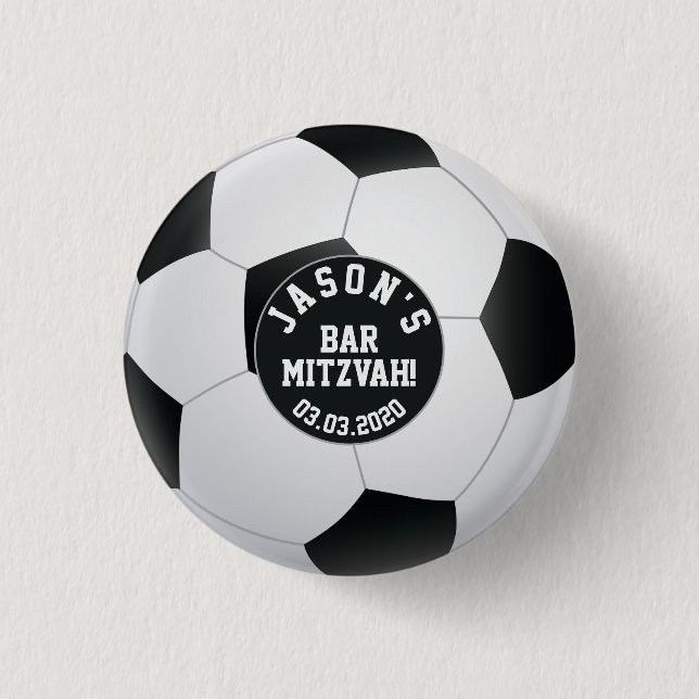 Chapa Redonda De 2,5 Cm Bar de fútbol personalizado Mitzvah Favor (Anverso)