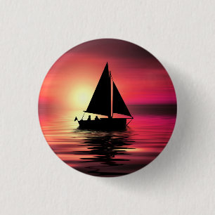 Chapa Redonda De 2,5 Cm Barco de vela al atardecer en el mar Diseño de art
