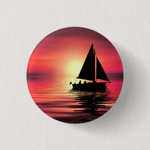 Chapa Redonda De 2,5 Cm Barco de vela al atardecer en el mar Diseño de art