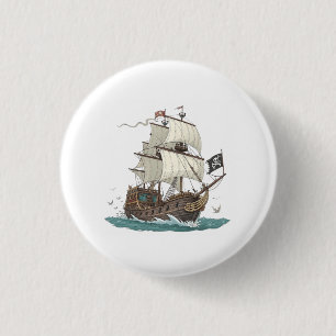Chapa Redonda De 2,5 Cm Barco Pirata