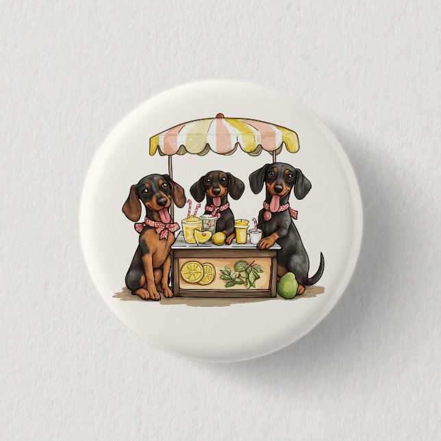 Chapa Redonda De 2,5 Cm Base Lemonade Dachshund Dogs (Anverso)