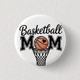 Chapa Redonda De 2,5 Cm Basketball Mom Button
