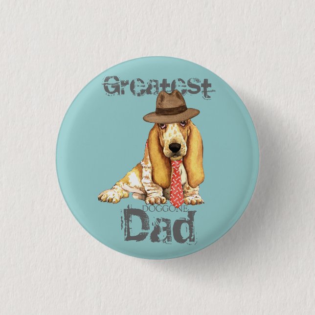 Chapa Redonda De 2,5 Cm Basset Dad (Anverso)