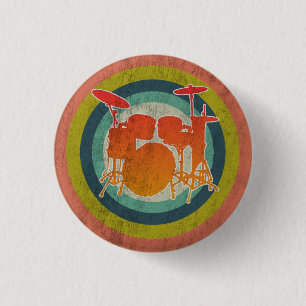 Chapa Redonda De 2,5 Cm Batería Percusión: Kit de Batería Retro Vintage