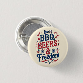 Chapa Redonda De 2,5 Cm BBQ, Beers & Freedom – Retro 4th of July Vibes